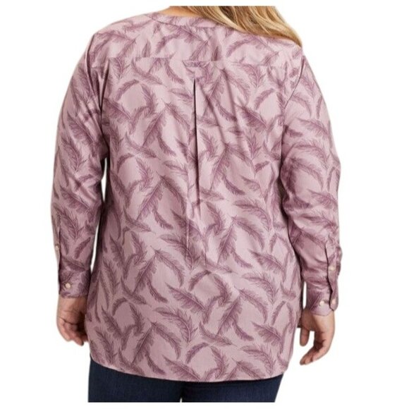 Duluth Trading Company Womens Plus Size 1X Wrinklefighter Purple‎ Feathers Tunic - Picture 3 of 10